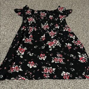 Ambiance Black and Red Floral Kids Dress